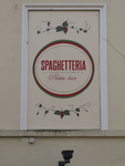 902427 Afbeelding van de muurreclame 'Spaghetteria Pasta-bar' op de zijgevel van het pand Korte Koestraat 4 te Utrecht.
